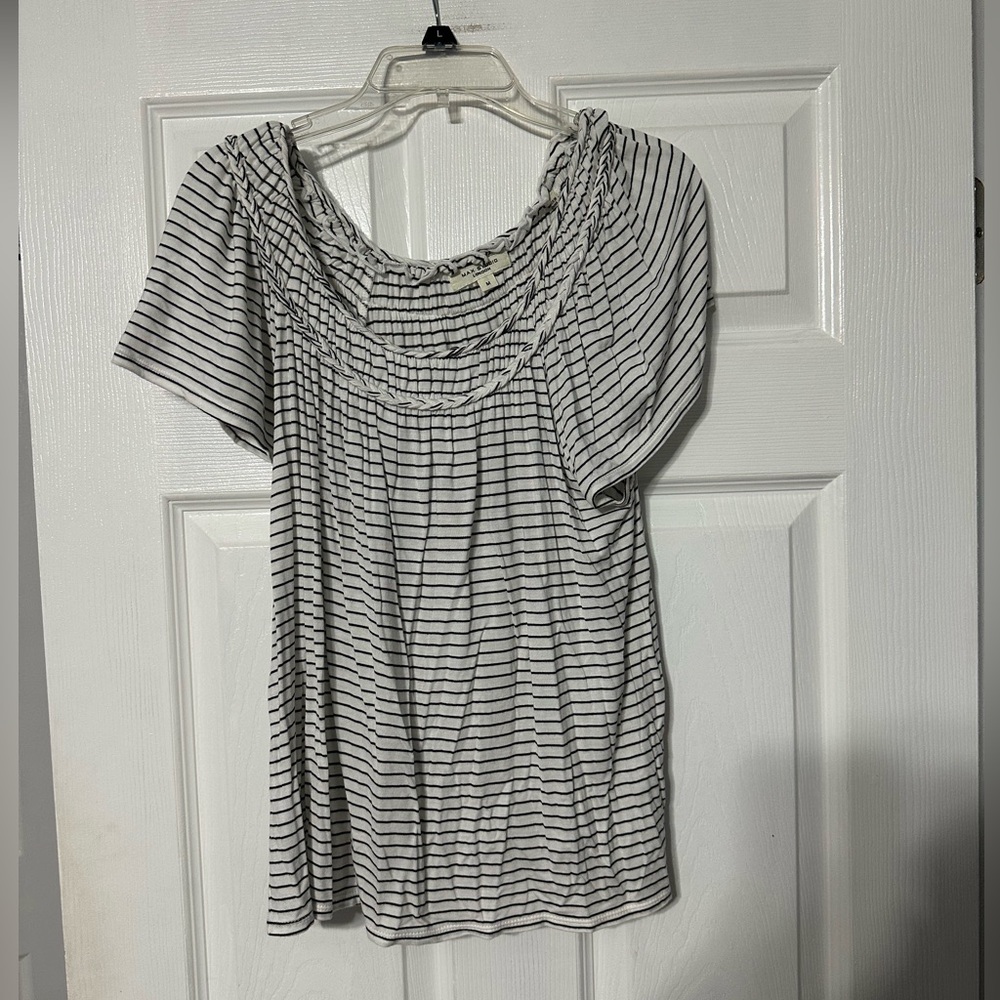 Max Studio Braided Front Striped Top